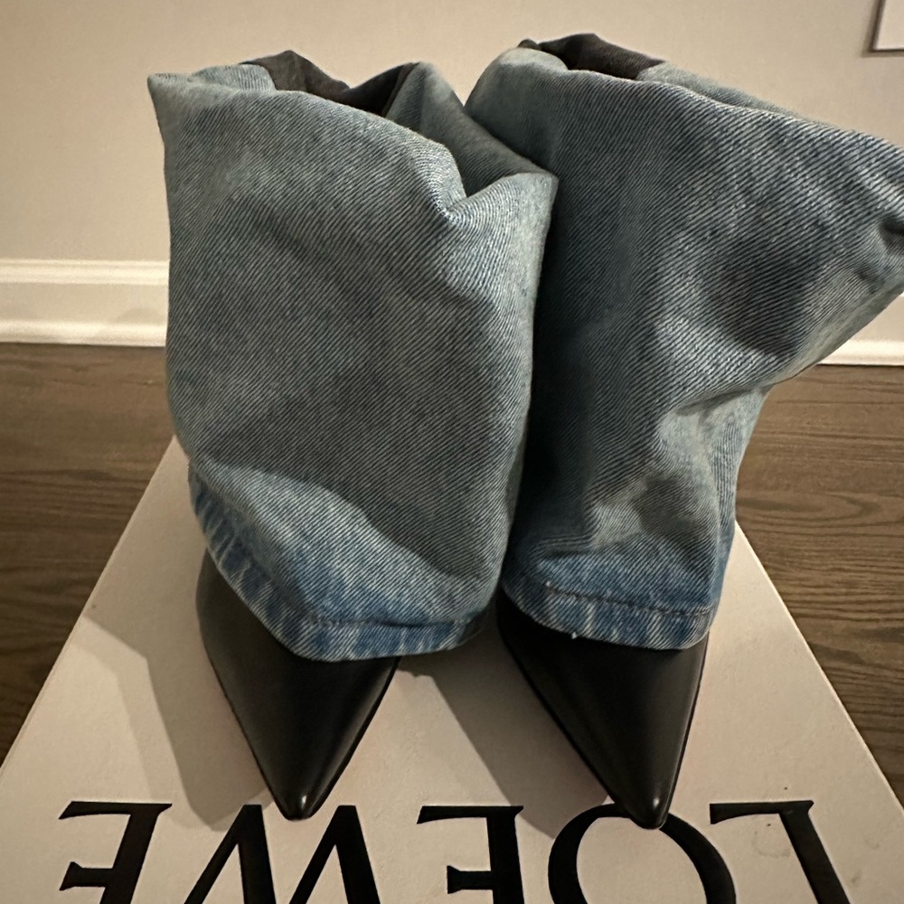 Denim and Black Pointed Boots